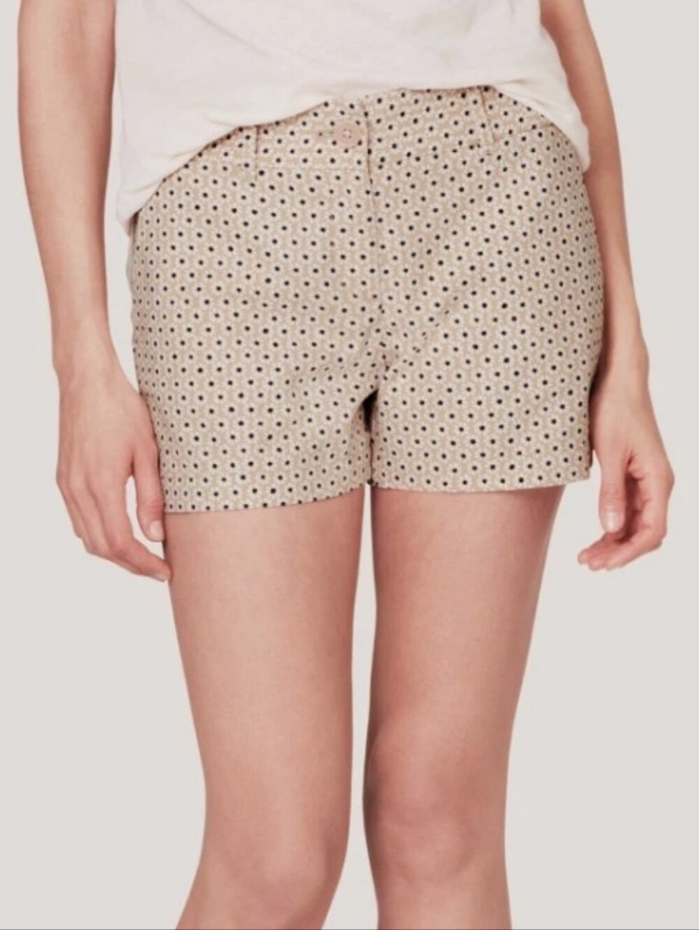 LOFT Beige Daisy Dot Linen Blend Shorts 0